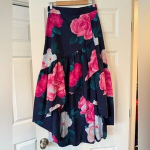 Eliza J Blue and Pink A-Line Midi Skirt Cocktail